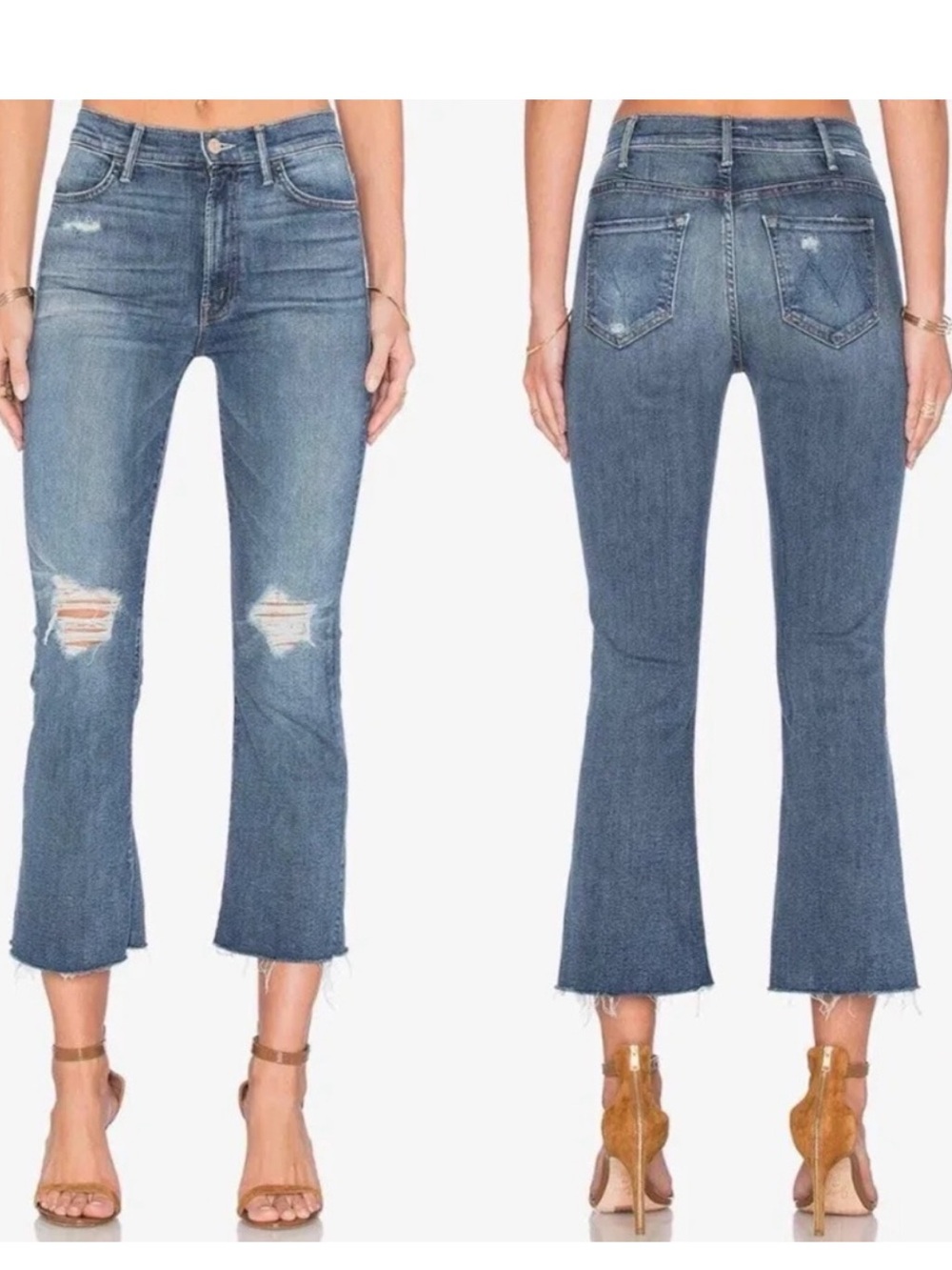 MOTHER Hustler Ankle Fray songs of the cowboys size 27 Distressed Blue Flare